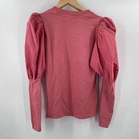 NATION LTD Top Size Small Daniella Combo Party Tee Puff Sleeve Cotton Geranium - Picture 5 of 15